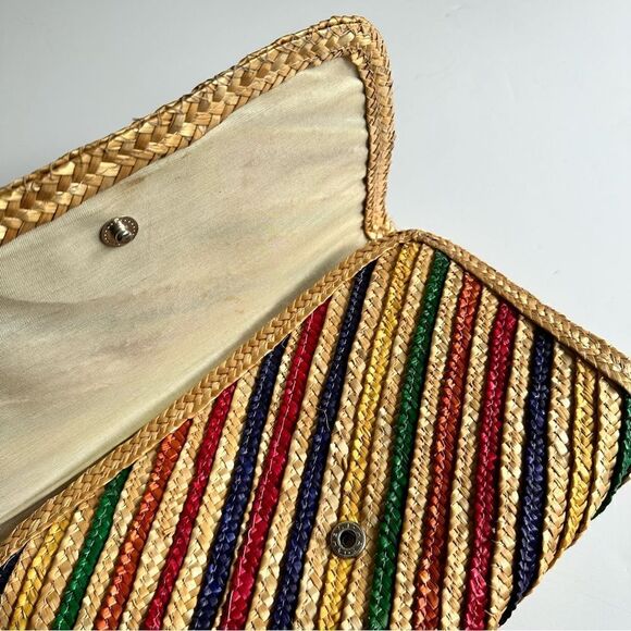Vintage Woven Clutch Purse Rainbow Stripes - Picture 3 of 8
